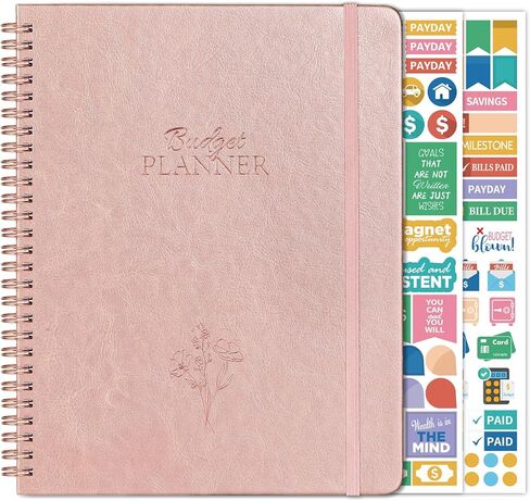 مخطط الميزانية - كتاب الميزانية الشهرية مع متتبع الفواتير، منظم الفواتير والمخطط المالي للتحكم في أموالك، 8 بوصة × 10 بوصة، دفتر حساب 2025 لتتبع نفقاتك - ذهبي وردي in Kuwait