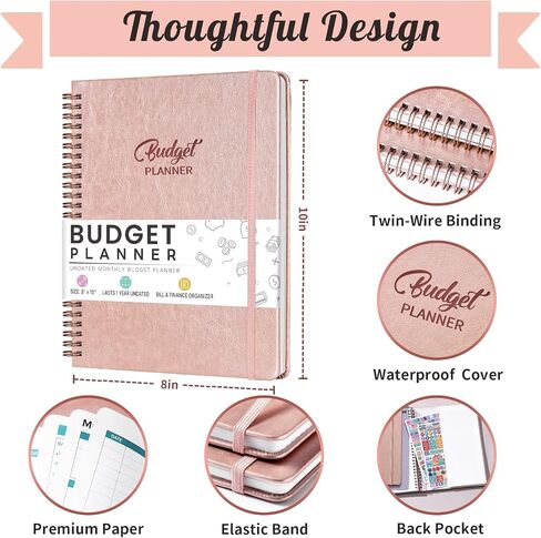 Budget Planner - Monthly Bill Organizer, 8 x 10 inches Large Budget Planner, Premium Hardcover Budget Book with Pockets, Savings, Debt & Expense Tracking – Budget Tracker with Stickers in Saudi Arabia