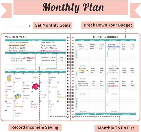 Budget Planner - Monthly Bill Organizer, 8 x 10 inches Large Budget Planner, Premium Hardcover Budget Book with Pockets, Savings, Debt & Expense Tracking – Budget Tracker with Stickers in Saudi Arabia