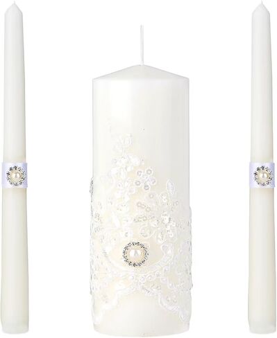 شموع الوحدة لحفلات الزفاف - مجموعة شموع الزفاف مع شمعة عمود واحدة وشمعتين مستدقتين، شموع الوحدة لمجموعة حفل الزفاف، إكسسوارات الزفاف الكاثوليكية، أفكار حفل الوحدة لحفل الزفاف in Kuwait