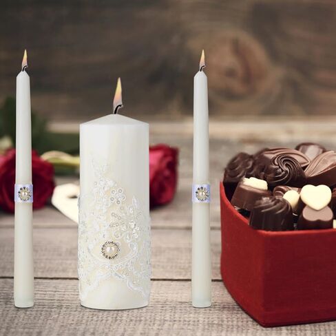 شموع الوحدة لحفلات الزفاف - مجموعة شموع الزفاف مع شمعة عمود واحدة وشمعتين مستدقتين، شموع الوحدة لمجموعة حفل الزفاف، إكسسوارات الزفاف الكاثوليكية، أفكار حفل الوحدة لحفل الزفاف in Kuwait