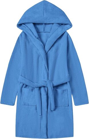Umeyda Kids Terry Cloth Bathrobe Boys Girls Soft Hooded Towel Cotton Robe, Dark Blue, 4T = Tag 120 in Kuwait