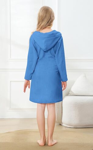 Umeyda Kids Terry Cloth Bathrobe Boys Girls Soft Hooded Towel Cotton Robe, Dark Blue, 4T = Tag 120 in Kuwait