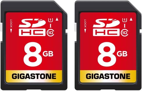 GIGASTONE 8GB SD Card 2-Pack UHS-I U1 Class 10 SDHC Memory Card, Speed Up to 80MB/s, Full HD Video Kodak Olympus Digital Camera, with 2 Mini Cases in Kuwait