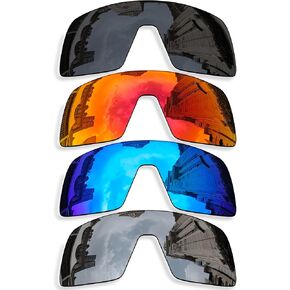 4 Pairs Anti-scratch Polarized Replacement Lenses for Oakley Sutro OO9406 / Sutro Asian Fit (AF) OO9406A Sunglasses, Retro Black+silver+blue+fire