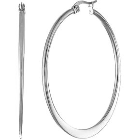 Amazon Essentials Stainless Steel Flattened Hoop Earrings (70mm)