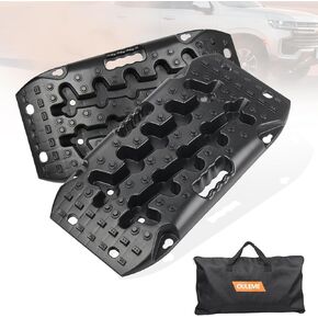 Recovery Traction Boards, Off-Road Track Traction Mats for Sand, Mud, and Snow - 4WD RV Truck Jeep SUV Traction Pads with Carry Bag (Black)