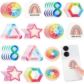 60 Pcs Anxiety Sensory Stickers, Reusable Textured Stickers Adhesive Mindfulness Stickers Fidget Stickers Calming Breathing Stickers for Adults & Kids