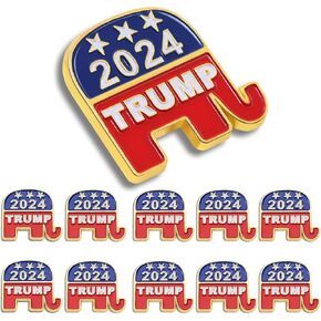 12/24/50/100Pcs GOP Elephant Donald Trump Enamel Pins Bluk -Show Your Support for Trump's 2024 Presidential Election