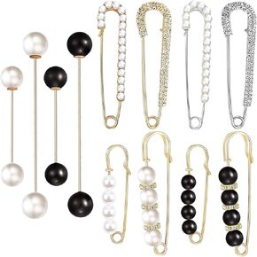 12 PCS Sweater Shawl Clips Retro Sweater Shawl Clips Faux Crystal Pearl Brooch Pins for Women Girls Costume Accessory