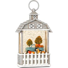 Fall Snow Globe Fall Decorations for Home, Glitter Autumn Harvest Lantern, Light Up Snowglobe Fall Decor