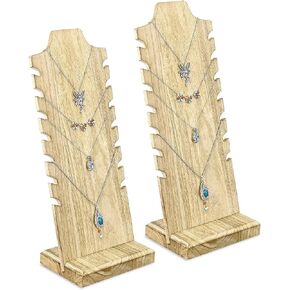 MOOCA Lightweight Wooden Necklace Display Stand - Freestanding Easel Holder for Multiple Necklaces, Brown Color in Kuwait