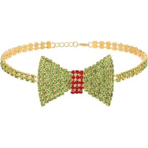 Sethexy Sparkly Rhinestone Choker Glitter Bowtie Necklace Bowknot Tennis Chain Party Nightclub Wedding Costume Jewelry for Women and Girls