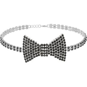 Sethexy Sparkly Rhinestone Choker Glitter Bowtie Necklace Bowknot Tennis Chain Party Nightclub Wedding Costume Jewelry for Women and Girls in Kuwait