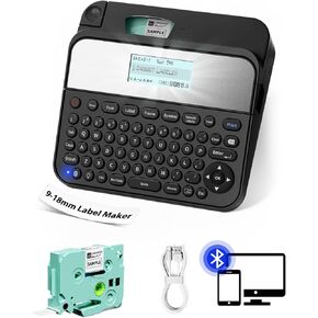 Label Maker D480BT-Bluetooth Rechargeable Label Maker Machine with Tape，QWERTY Keyboard，Backlit Screen| Connect PC & Smartphone| Create with BZ Label Tapes up to~3/4inch，Idea for Home&Office