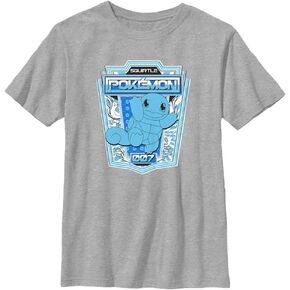 Pokemon Kids Squirtle Badge Boys Short Sleeve Tee Shirt