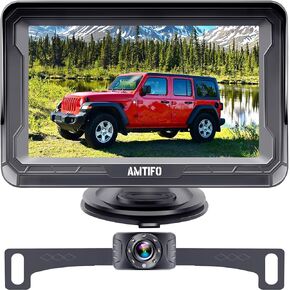 Backup Camera DIY Parking Lines - Plug and Play Easy Set up Color Night Vision Car Truck Rear View Camera with Monitor Waterproof HD 1080P SUV Reverse Camera AMTIFO A2