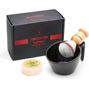 Anbbas Synthetic Shaving Brush with Nylon Bristles,Melamine POP Mug for Lathering and 100g Shaving Soap for Men Close Shave,Women Girls Hair Removal
