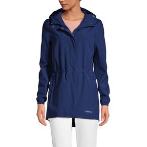 Lands' End Womens Packable Waterproof Raincoat Deep Sea Navy Regular Small