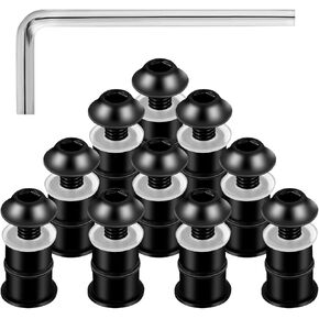 طقم براغي للزجاج الأمامي للدراجات النارية 10 قطع، M5 سبائك الألومنيوم للزجاج الأمامي 5 مم مشابك تثبيت ومسامير وصواميل لدراجات نارية (أسود) in Kuwait