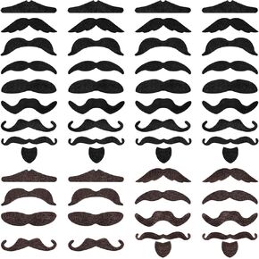54 Pcs Realistic Stick-On Fake Mustaches - Variety of Styles for Costume Parties, Cosplay, Halloween, Christmas - Ideal Gift for Everyone - Easy to Apply and Remove - Quality Artificial Fiber