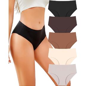UNDER THE SEA Seamless Underwear for Women Mid Rise Brief Sexy No Show Bikini Panties Womens Cheeky 5 Pack XS-XL