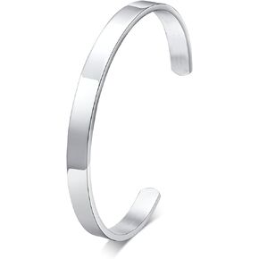 MEALGUET Stainless Steel Mens Cuff Bracelet : Minimal Cool Antique Retro/Silver/Black Open Metal Cuff Bangle Bracelets for Men Boy,65mm,