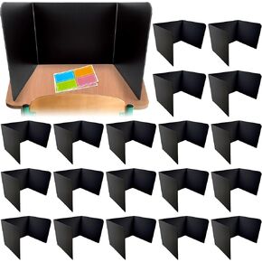 20 فواصل مكتب بلاستيكية للطلاب، 20 حزمة، لوحة خصوصية للمكتب باللون الأسود - فواصل بلاستيكية للفصول الدراسية، فواصل اختبار للفصول الدراسية، متينة وسهلة التنظيف، مع ملصقات in Kuwait