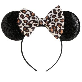 CHuangQi Mouse Ears Headband with Bow, Double-sided Sequins, Glitter Hair Band for Birthday Party, Holiday Dresses & Cosplay