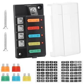 Linkstyle 12V Fuse Block, 4 Circuits Blade Fuse Box Kit with LED Indicator, ATO Blade Fuse Block, Waterproof Marine Fuse Panel Relay Box Kit