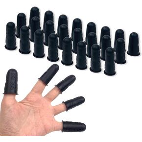 24 Pcs Black Silicone Hot Glue Gun Finger Caps, Anti-Slip and Reusable Silicone Thumb Protectors, Finger Guard Protectors for Hot Glue, Wax, Resin, Honey, Adhesives, Scrapbooking, Sewing, and More