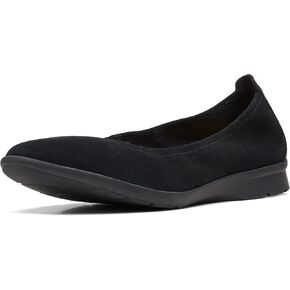 Clarks Women's Jenette Ease Ballet Flat, Dark Tan Leather, 9.5