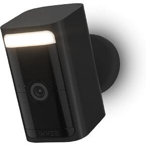 WYZE Battery Cam Pro, Wireless, No Hub, 2K HDR IP65 Outdoor/Indoor Smart Security Camera, Color Night Vision, Integrated Spotlight & Siren, Removable & Rechargeable Battery, 2-Way Audio, Black, 1-Pack