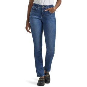 Lee Women's Ultra Lux Comfort with Flex Motion Straight Leg Jean, Cobalt Sheen, 10 Long
