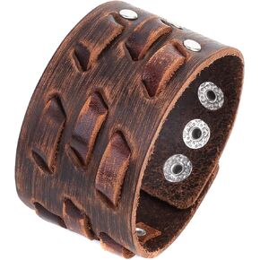 Men's leather cuff bracelet leather bracelet brown adjustable