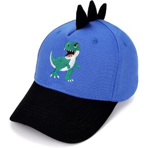 Cute Embroidered T-Rex Dinosaur Trucker Hat Kids Baseball Cap Adjustable Snapback Hat for Boys Girls Age 2-8