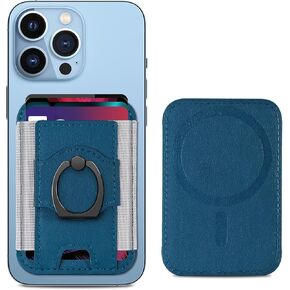 ExtreLife Design for Magsafe Wallet, Strong Magnetic Wallet, for iPhone Wallet Magsafe with Ring Grip, Magnetic Card Holder Wallet for iPhone 15/14/13/12 Series, Fit 7 Cards, RFID Blocking, Blue
