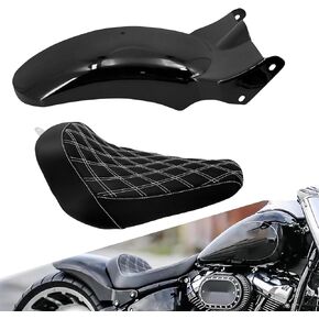 Motorcycle Rear Fender + Driver Solo Seat Fit For Harley Softail Breakout FXBRS Fat Boy FLFB 2018-2023 White Stitching