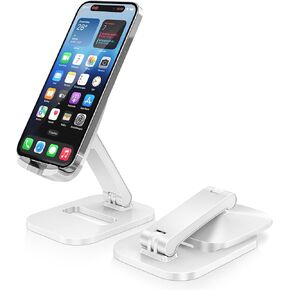 DeskLogics Cell Phone Stand for Desk Adjustable Portable Foldable Phone Holder Cradle Dock, Compatible with iPhone 15 14 13 Pro Max Mini, 12 11 XR X 8 7 6 Plus SE, All Phones 4 to 7 Inches - Black