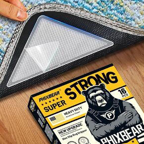 16 Pcs Clear Rug Gripper, Non Slip Rug Pads are Washable & Reuse, Carpet Tape for Area Rugs, Anti Slip Rug Grips for Hardwood and Tile, Rug Corners to Hold Rug Down