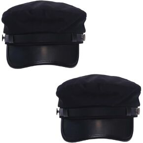 2Pack Chauffeur Hat for Women and Men Beret Cap Classic Vintage Costume Hats Newsboy Cap Black