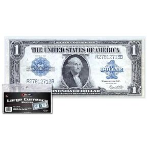 BCW Large Bill Currency Sleeves - 100-Pack | Acid-Free, Archival Safe Polypropylene Sleeves for Collectible Currency | Clear Money Protectors for Storage and Display | Large US Currency Holders