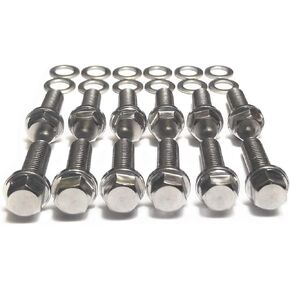 Exhaust Manifold/Header Bolts Compatible For Chevy GM LS1 LS6 LSx 12 Hardened Stainless Steel Bolts with 12 Washers