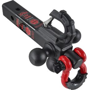 TOPTOW Recovery Shackle Ball Hitch Mount w/Matte Black Triple Tow Ball, 2-in Shank, Multi Fit for 2 inch Trailer Hitch Receiver Box…