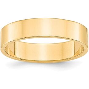 14K Yellow Gold 5mm Flat Wedding Band Ring Sizes 4 to 14