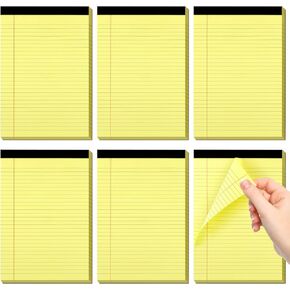 WINKIO Legal Pads 5" X 8", 6 Pack Yellow Note Pads, College Ruled Yellow Lined Paper Pads, Letter & Legal Ruled Pads, 30 Sheets per Small Writing Pads 5x8 for School, Home, Office, Business
