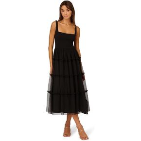 Adrianna Papell Women's Knit and Mesh Midi Dress