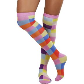 ToBeInStyle Women’s Fun Jester Pattern Polka Dot & Striped Thigh High Stockings in Kuwait
