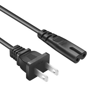 TV Power Cord AC Cable for Samsung 24" 32" 40" 43" 48" 49" 50" 55" 60" 65" 75" Inch LCD HD Smart 4K Curved TV UN55RU8000FXZA UN65RU7100FXZA UN43NU6900FXZA, 6ft 2-Slot to 2-Prong Replacement Cable