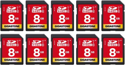GIGASTONE 8GB SD Card 10-Pack UHS-I U1 Class 10 SDHC Memory Card, Speed Up to 80MB/s, Full HD Video Kodak Olympus Digital Camera, with 10 mini Cases in Kuwait